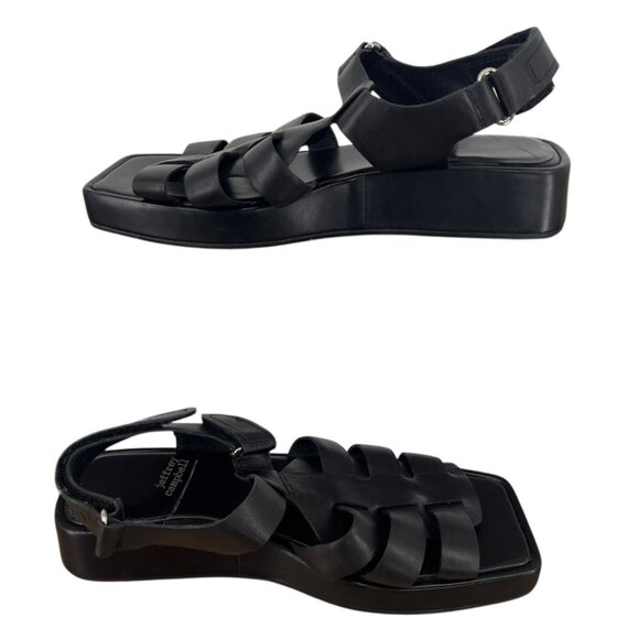Jeffrey Campbell Poisson Fisherman Sandals Black Leather Size 7 - Picture 4 of 7